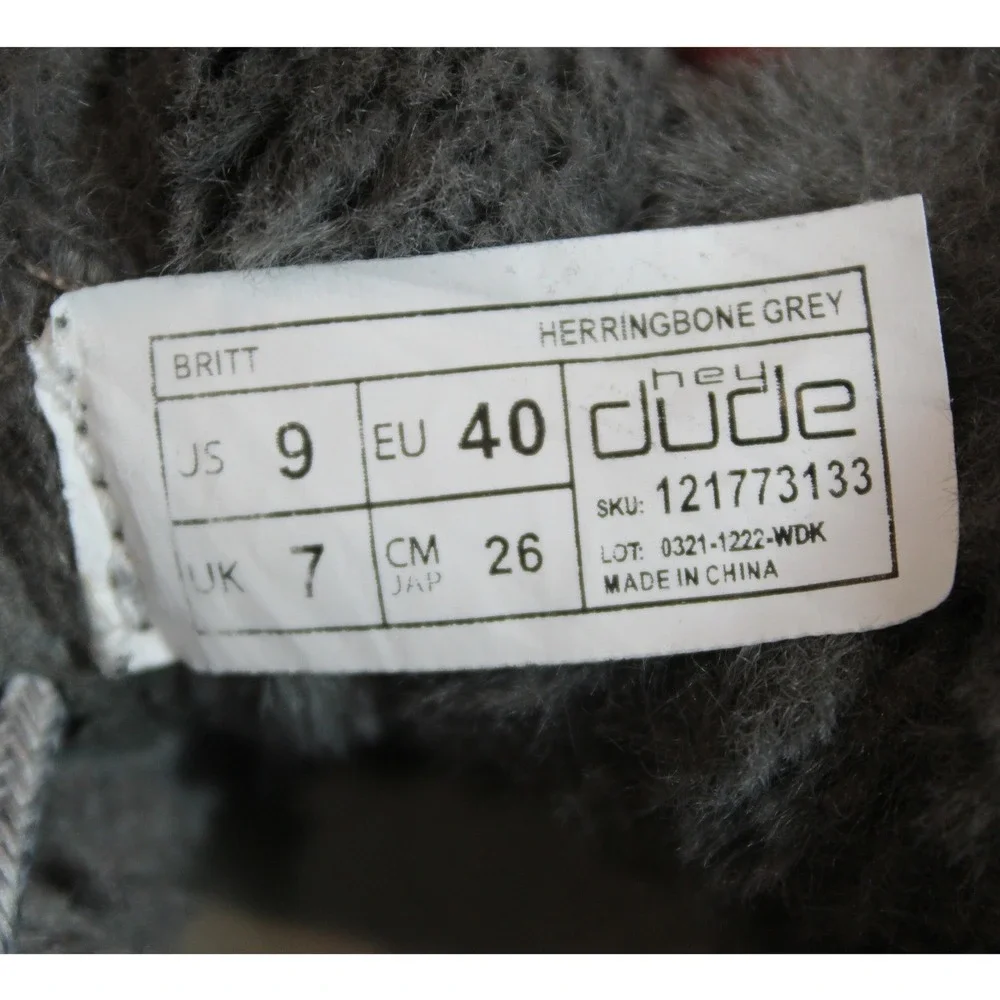 Hey Dude Britt Herringbone‎ Grey Faux Fur Lined Ankle Boots Womens 9 121773133